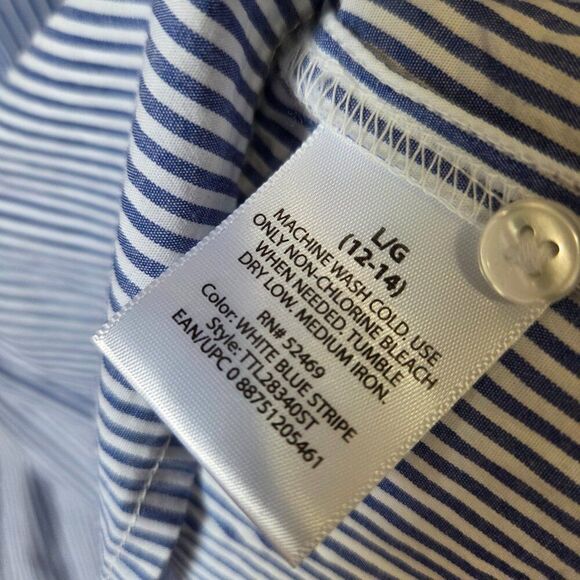 NEVER WORN TIME AND TRU PINSTRIPE SLEEVELESS COTTON RUFFLED TOP SIZE L - Picture 13 of 15